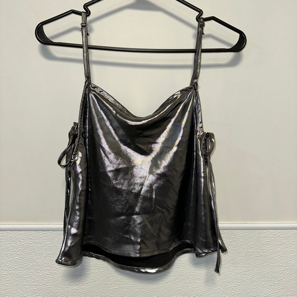 Wild Fable Metallic Cami Top Silver Size M Women’s NEW NWT Party Club Metal Cami - Picture 6 of 9